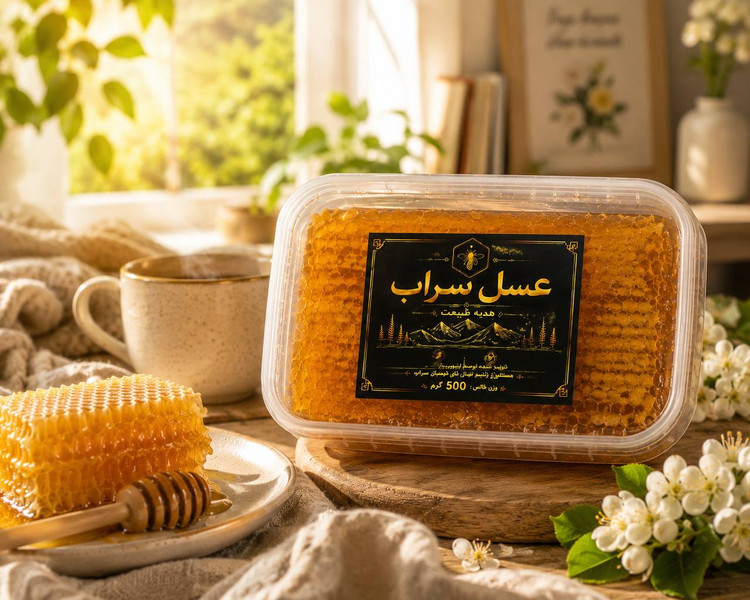 عسل طبیعی موم دار سراب ۵۰۰ گرمی